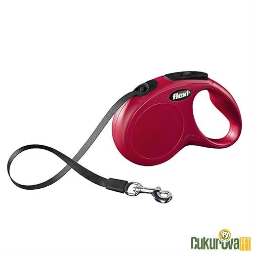 FLEXI NEW CLASSIC OTOMATİK ŞERİT KÖPEK GEZDİRME KAYIŞI 5 M - S - KIRMIZI