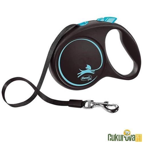 FLEXI BLACK DESING 5 M OTOMATİK ŞERİT KÖPEK GEZDİRME KAYIŞI M MAVİ