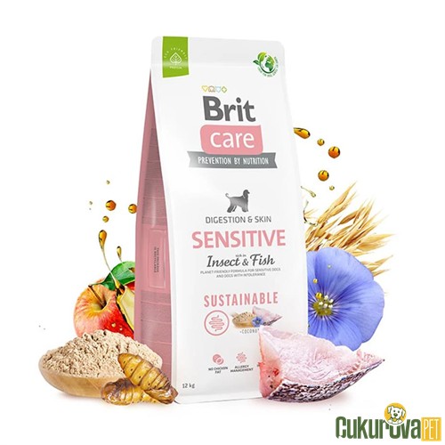 BRIT CARE SENSITIVE DIGESTION & SKIN BALIKLI LARVA PROTEINLI YETİŞKİN KÖPEK MAMASI 12 KG