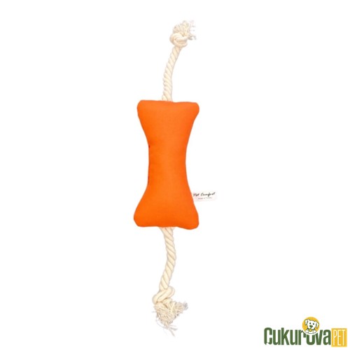 PET COMFORT İPLİ KEMİK SU GEÇİRMEZ KÖPEK OYUNCAĞI - TURUNCU - 17 CM
