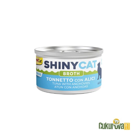 GIMCAT SHINYCAT BROTH SOS İÇİNDE ANÇUEZLİ VE TON BALIKLI YETİŞKİN KEDİ KONSERVESİ 70 GR