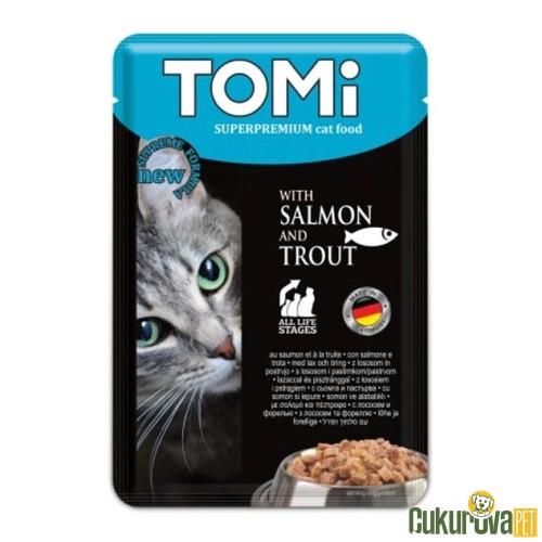 TOMI POUCH SOMON VE ALABALIKLI YETİŞKİN KEDİ YAŞ MAMASI 100 GR