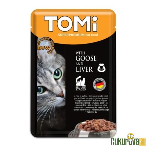 TOMI POUCH KAZ VE CİĞERLİ YETİŞKİN KEDİ YAŞ MAMASI 100 GR