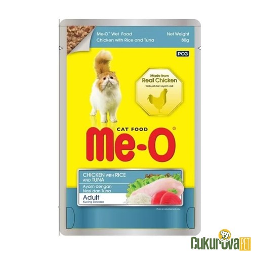 MEO TAVUK PİRİNÇ VE TON BALIKLI KEDİ YAŞ MAMASI 80 GR