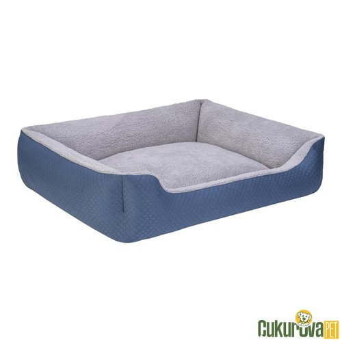 Pet Comfort Bravo Duo Kedi̇ & Köpek Yatağı Mavi̇ - Gri̇ Peluş Xl - 105 x 80 Cm