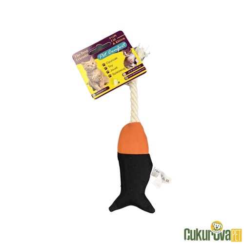 PET COMFORT İPLİ BALIK SU GEÇİRMEZ KEDİ OYUNCAĞI - LACİVERT - TURUNCU - 24 CM