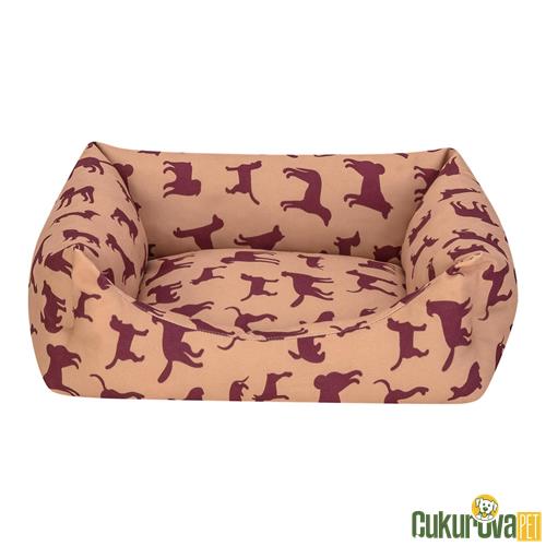 PET COMFORT UNIFORM BEJ - BORDO KEDİ & KÖPEK YATAĞI S - 50 x 40 CM