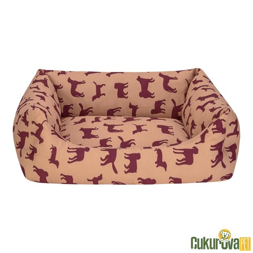 Pet Comfort Uniform Bej - Bordo Kedi̇ & Köpek Yatağı S - 60 x 50 Cm
