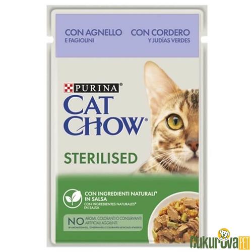CAT CHOW POUCH SOS İÇİNDE KUZU ETLİ VE YEŞİL FASÜLYELİ KISIRLAŞTIRILMIŞ KEDİ YAŞ MAMASI 85 GR