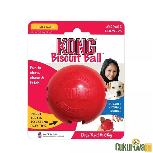 KONG BISCUIT BALL TOP KÖPEK OYUNCAĞI S - KIRMIZI - 5.5 CM 