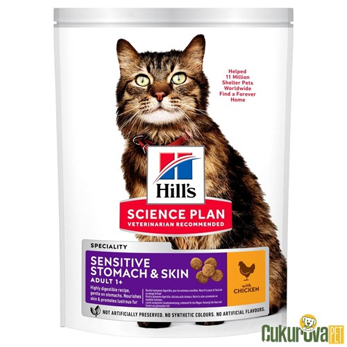 Hill's Sensitive Hassas Deri̇ Ve Mi̇deli̇ Kedi̇ler İçi̇n Tavuklu Yetişki̇n Kedi̇ Maması 1.5 Kg
