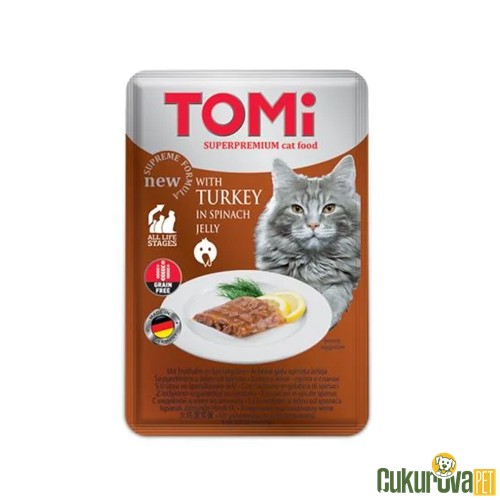 TOMI HİNDİLİ VE ISPANAKLI YETİŞKİN KEDİ YAŞ MAMASI 100 GR