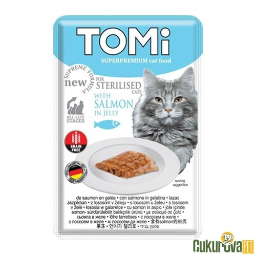 TOMI POUCH SOMONLU KISIRLAŞTIRILMIŞ YETİŞKİN KEDİ YAŞ MAMASI 85 GR