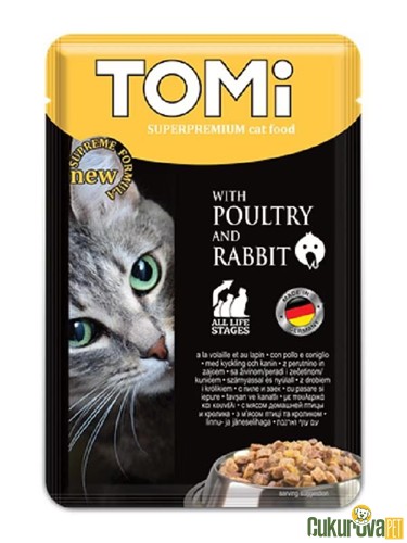 TOMI POUCH KÜMES HAYVANLI VE TAVŞANLI YETİŞKİN KEDİ YAŞ MAMASI 100 GR