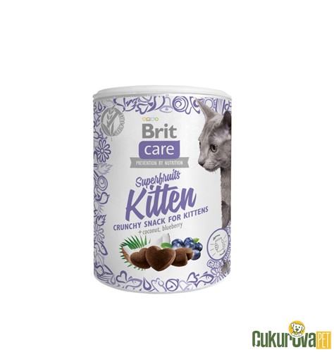 Brit Care Superfruits Kitten Hindistan Cevizli ve Yaban Mersinli Yavru Kedi Ödül Maması 100 Gr