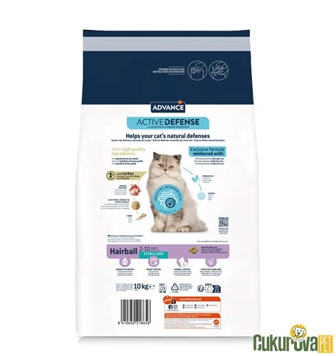 Advance Hairball Sterilised Hindili Kısırlaştırılmış Kedi Maması 10 Kg