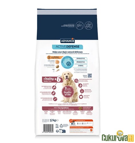 Advance Vitality+6 Senior Maxi Yaşlı Köpek Maması 12 Kg