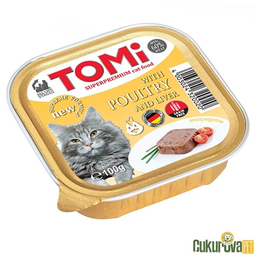 Tomi Tavuklu ve Ci̇ğerli Yetişkin Kedi Yaş Maması 100 Gr