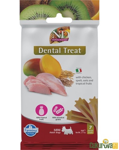 N&D Tropikal Selection Dental Treat Tavuklu ve Tropikal Meyveli Köpek Ödül Çubuğu 60 Gr - 7 Adet