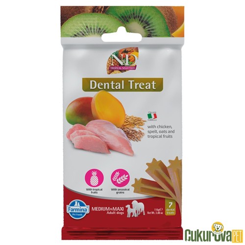 N&D Tropikal Selection Dental Treat Tavuklu ve Tropikal Meyveli Köpek Ödül Çubuğu 110 Gr - 7 Adet