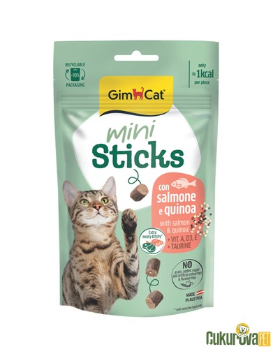 Gimcat Mini Sticks Somonlu ve Kinoalı Kedi Ödül Maması 50 Gr