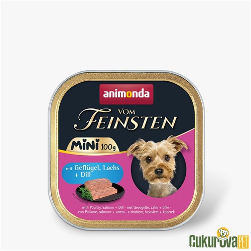 Animonda Vom Feinsten Mini Tavuklu, Somonlu ve Dereotlu Yetişkin Köpek Yaş Maması 100 Gr