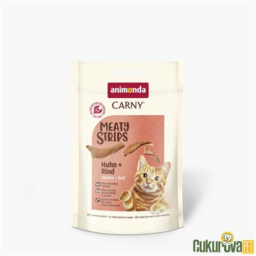 Animonda Carny Meaty Strips Tavuk ve Sığır Etli Kedi Ödül Maması 50 Gr