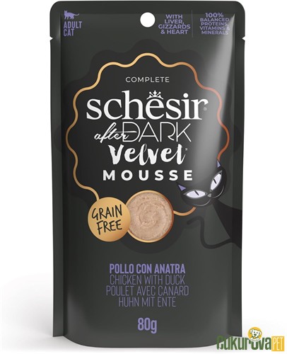 Schesir After Dark Velvet Mousse Tavuklu ve Ördekli Yetişkin Kedi Yaş Maması 80 Gr